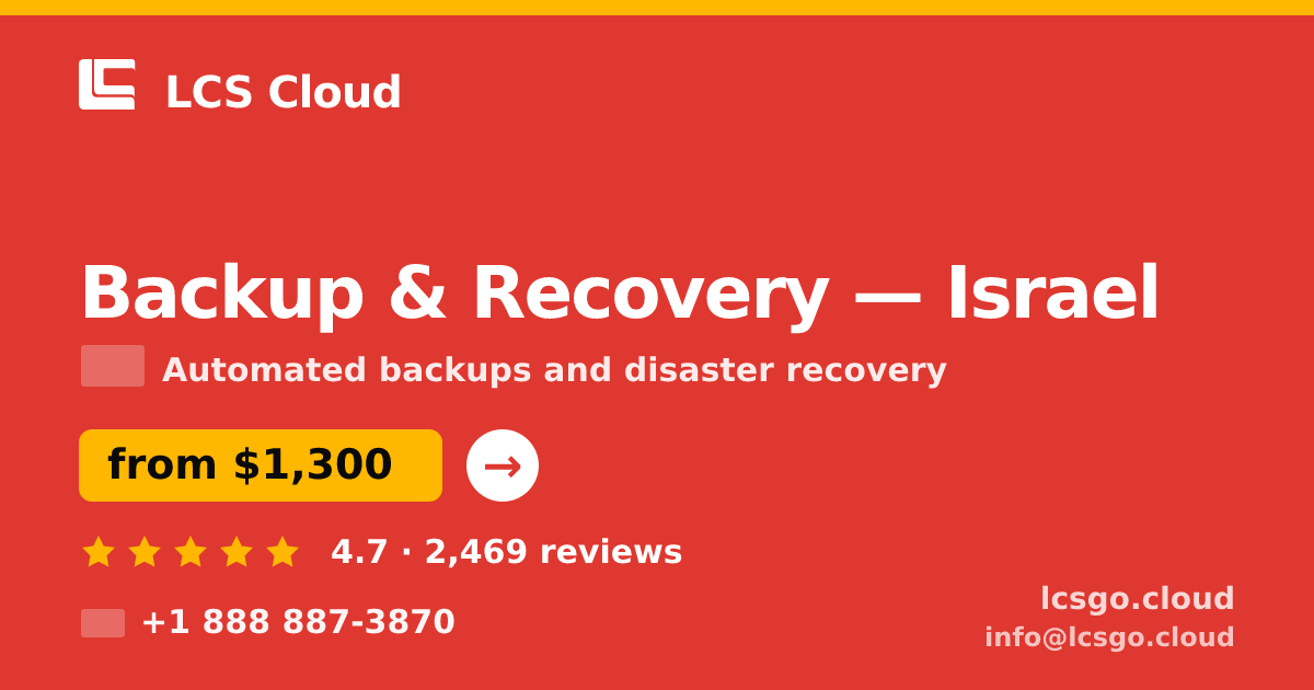 Backup & Recovery in Jerusalem — from $1,600/mo, rated 5/5 by 2086 clients. LCS Cloud.