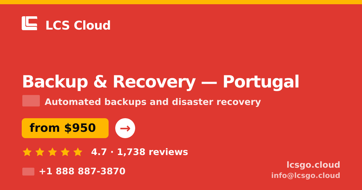 Backup & Recovery in Portugal — from $950/mo, rated 4.7/5 by 1738 clients. LCS Cloud.