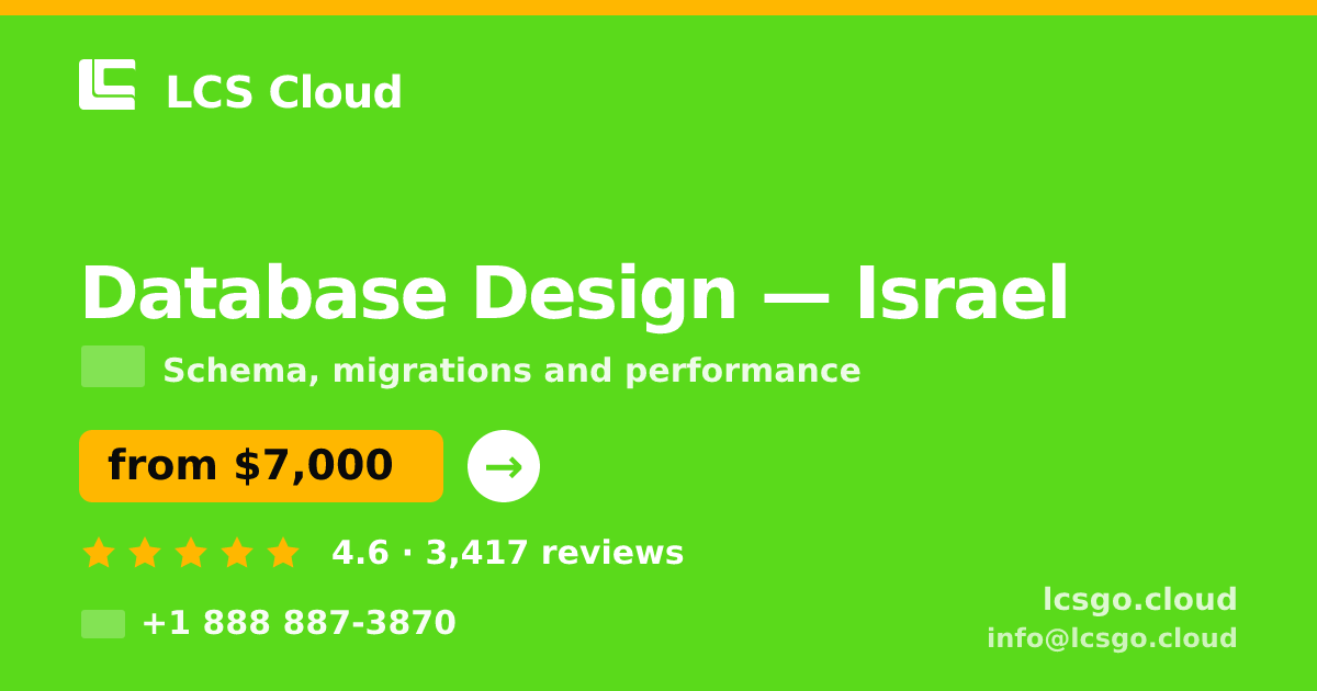 Database Design in Tel Aviv — from $6,700, rated 4.8/5 by 2586 clients. LCS Cloud.