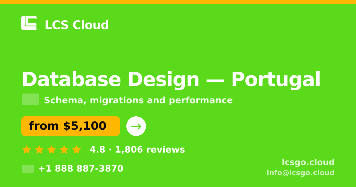 Database Design in Lisbon — from $3,900, rated 4.6/5 by 2106 clients. LCS Cloud.
