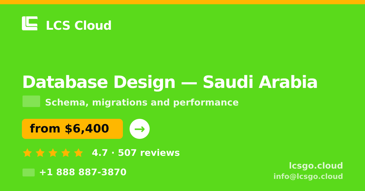 Database Design in Saudi Arabia — from $6,400, rated 4.7/5 by 507 clients. LCS Cloud.