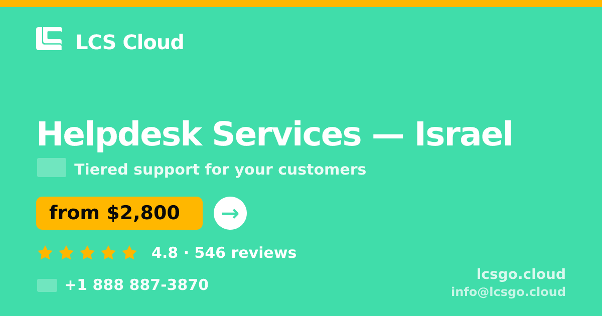 Helpdesk Services in Israel — from $2,800/mo, rated 4.8/5 by 546 clients. LCS Cloud.
