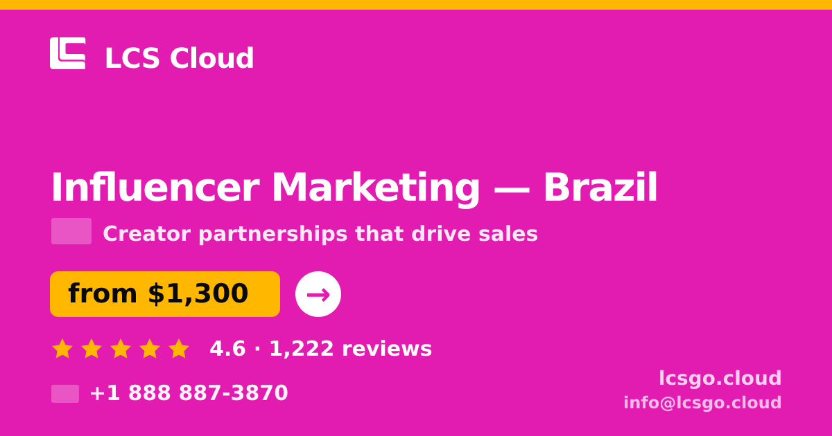 Influencer Marketing in Brasília — from $1,100/mo, rated 4.8/5 by 1821 clients. LCS Cloud.