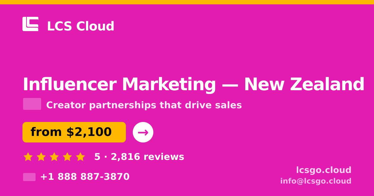 Influencer Marketing in Christchurch — from $2,200/mo, rated 4.5/5 by 440 clients. LCS Cloud.