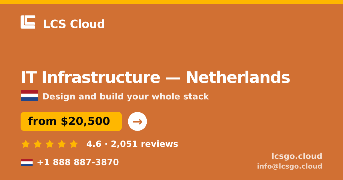 IT Infrastructure in Netherlands — from $20,500, rated 4.6/5 by 2051 clients. LCS Cloud.