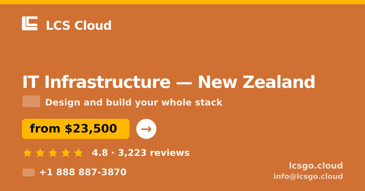 IT Infrastructure in New Zealand — from $23,500, rated 4.8/5 by 3223 clients. LCS Cloud.