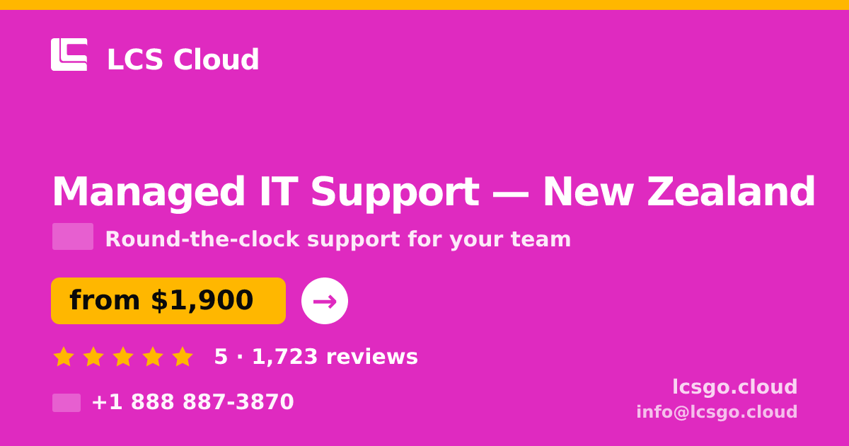 Managed IT Support in Christchurch — from $1,700/mo, rated 4.7/5 by 2041 clients. LCS Cloud.