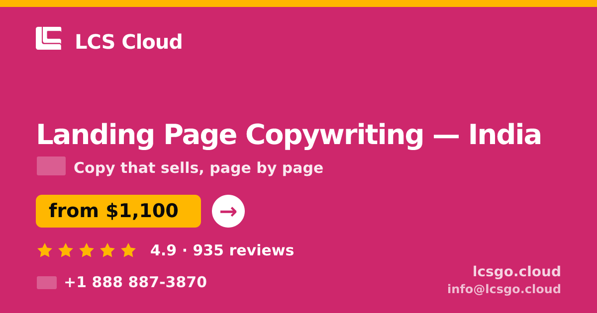 Landing Page Copywriting in Hyderabad — from $750, rated 4.7/5 by 416 clients. LCS Cloud.