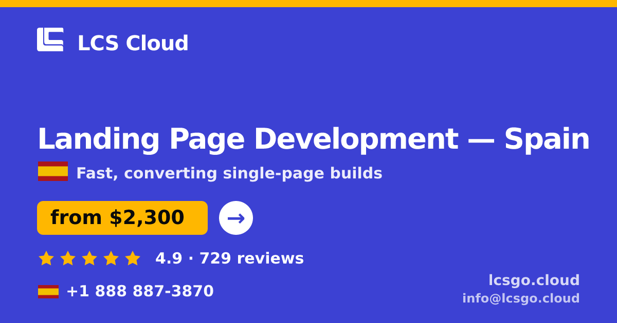 Landing Page Development in Barcelona — from $2,700, rated 4.9/5 by 2336 clients. LCS Cloud.