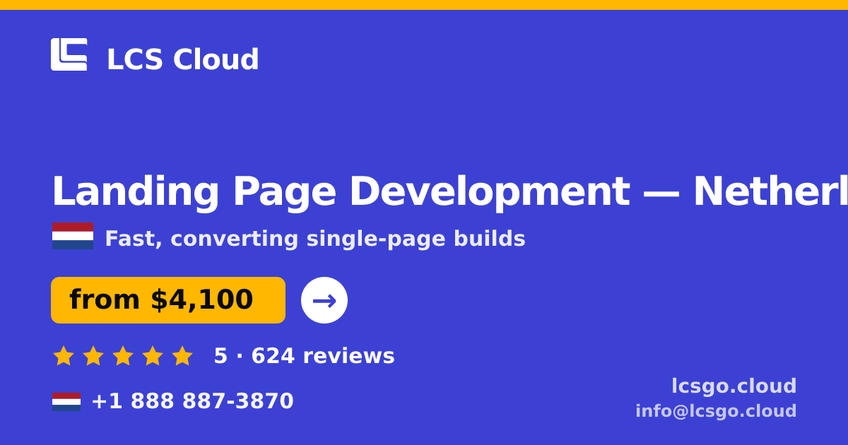 Landing Page Development in The Hague — from $3,600, rated 4.8/5 by 2488 clients. LCS Cloud.