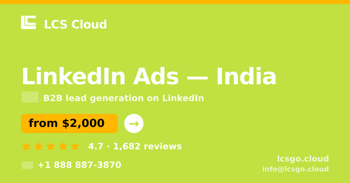 LinkedIn Ads in Hyderabad — from $1,300/mo, rated 4.8/5 by 1907 clients. LCS Cloud.