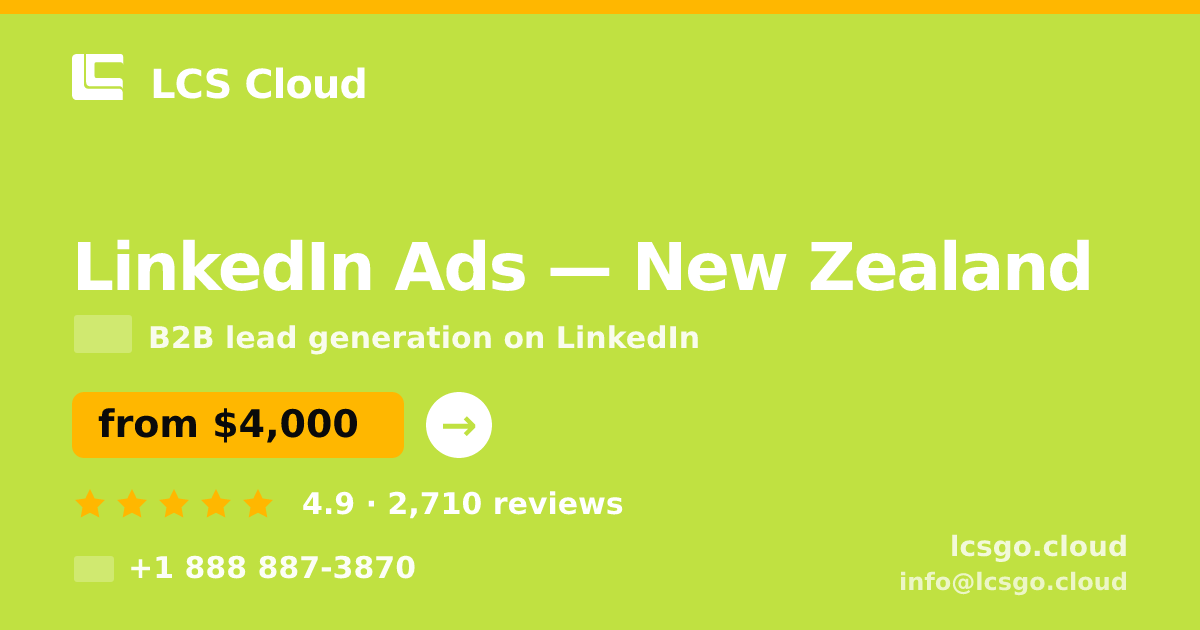 LinkedIn Ads in Wellington — from $3,200/mo, rated 4.9/5 by 373 clients. LCS Cloud.