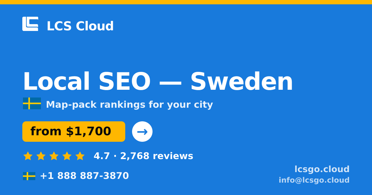 Local SEO in Stockholm — from $2,200/mo, rated 5/5 by 1384 clients. LCS Cloud.