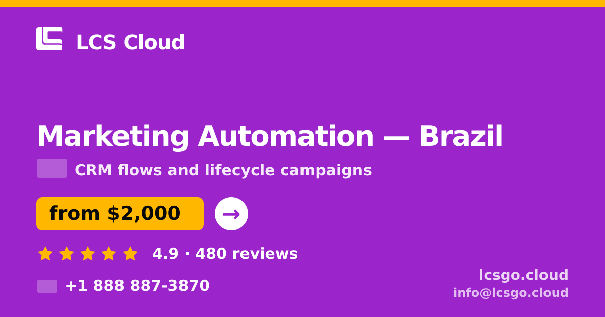 Marketing Automation in Brazil — from $2,000/mo, rated 4.9/5 by 480 clients. LCS Cloud.