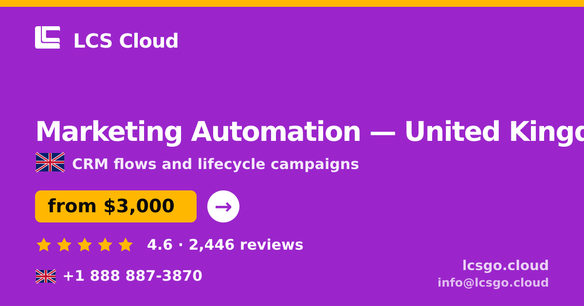 Marketing Automation in United Kingdom — from $3,000/mo, rated 4.6/5 by 2446 clients. LCS Cloud.