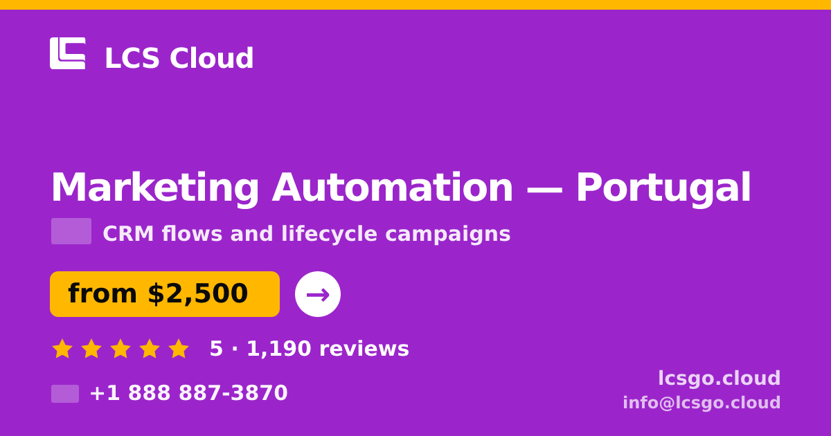 Marketing Automation in Portugal — from $2,500/mo, rated 5/5 by 1190 clients. LCS Cloud.