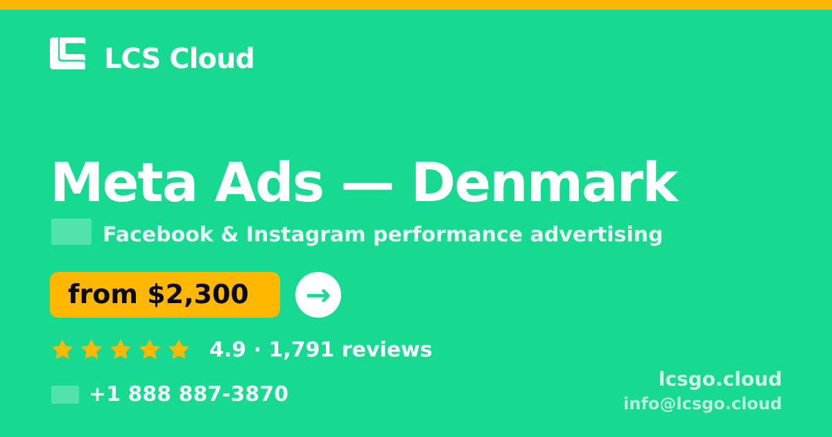 Meta Ads in Denmark — from $2,300/mo, rated 4.9/5 by 1791 clients. LCS Cloud.