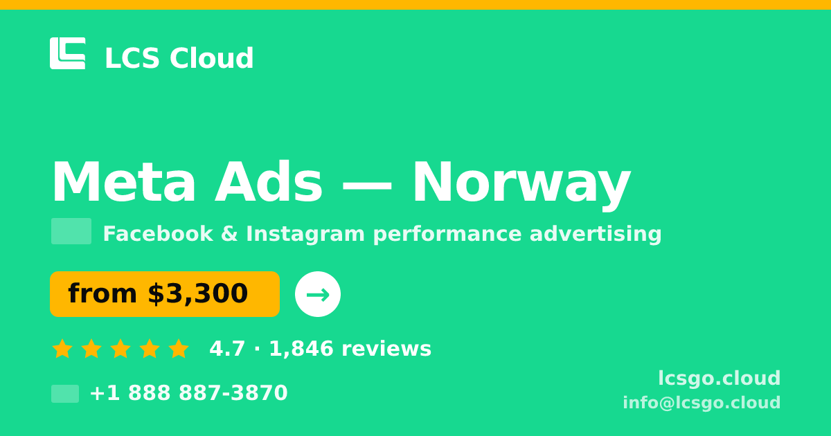 Meta Ads in Norway — from $3,300/mo, rated 4.7/5 by 1846 clients. LCS Cloud.
