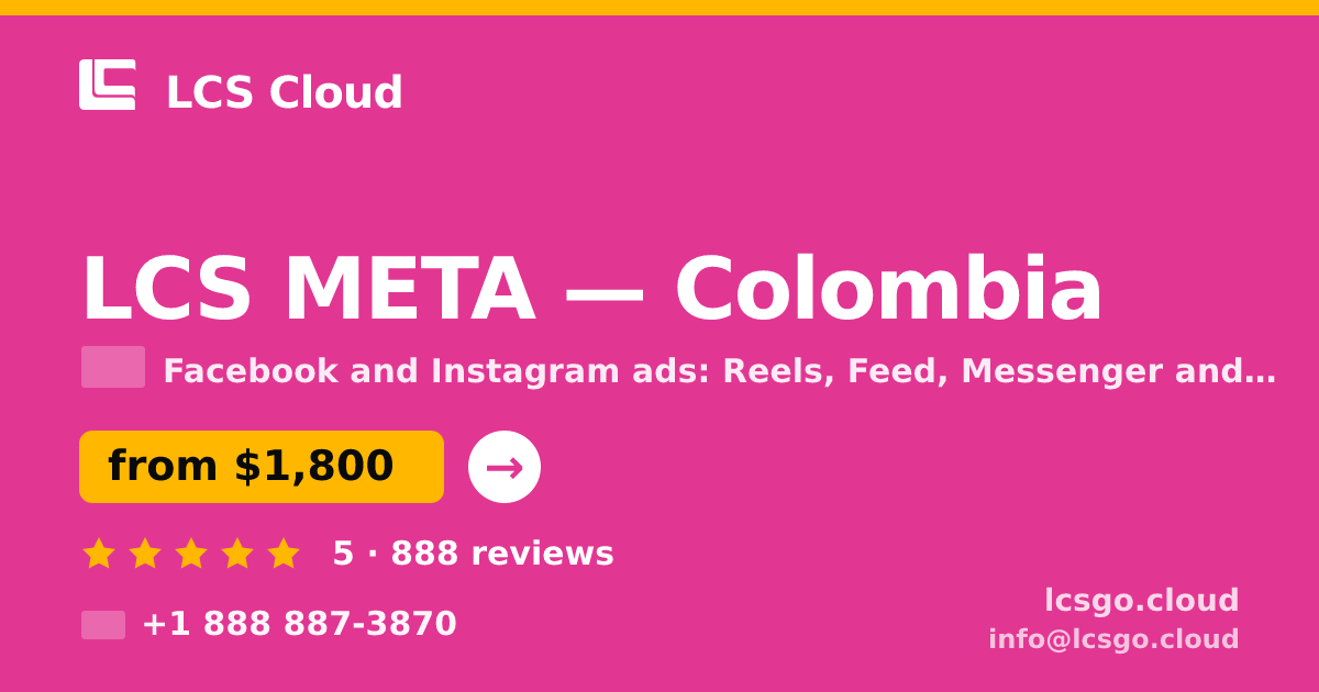 LCS META in Colombia — from $1,800/mo, rated 5/5 by 888 clients. LCS Cloud.