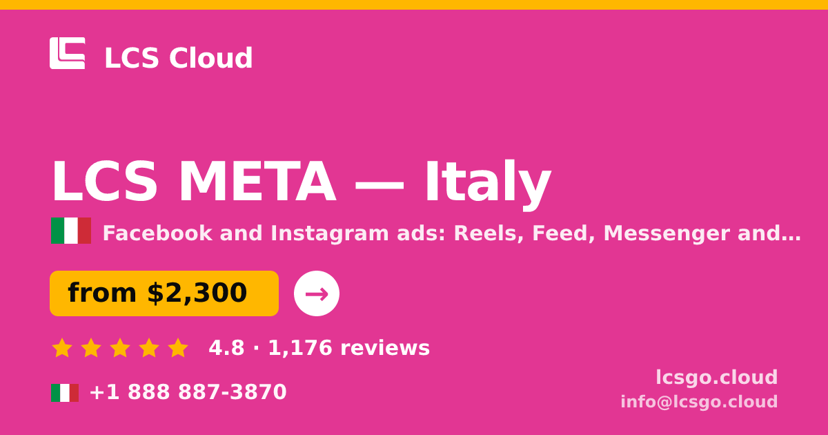 LCS META in Italy — from $2,300/mo, rated 4.8/5 by 1176 clients. LCS Cloud.