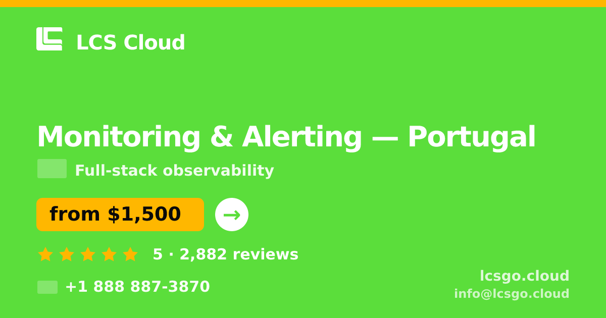 Monitoring & Alerting in Portugal — from $1,500/mo, rated 5/5 by 2882 clients. LCS Cloud.