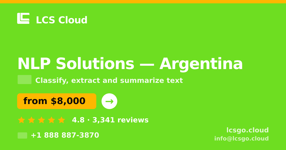 NLP Solutions in Argentina — from $8,000, rated 4.8/5 by 3341 clients. LCS Cloud.