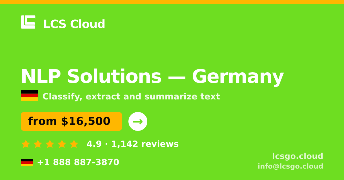 NLP Solutions in Cologne — from $15,000, rated 4.9/5 by 2445 clients. LCS Cloud.