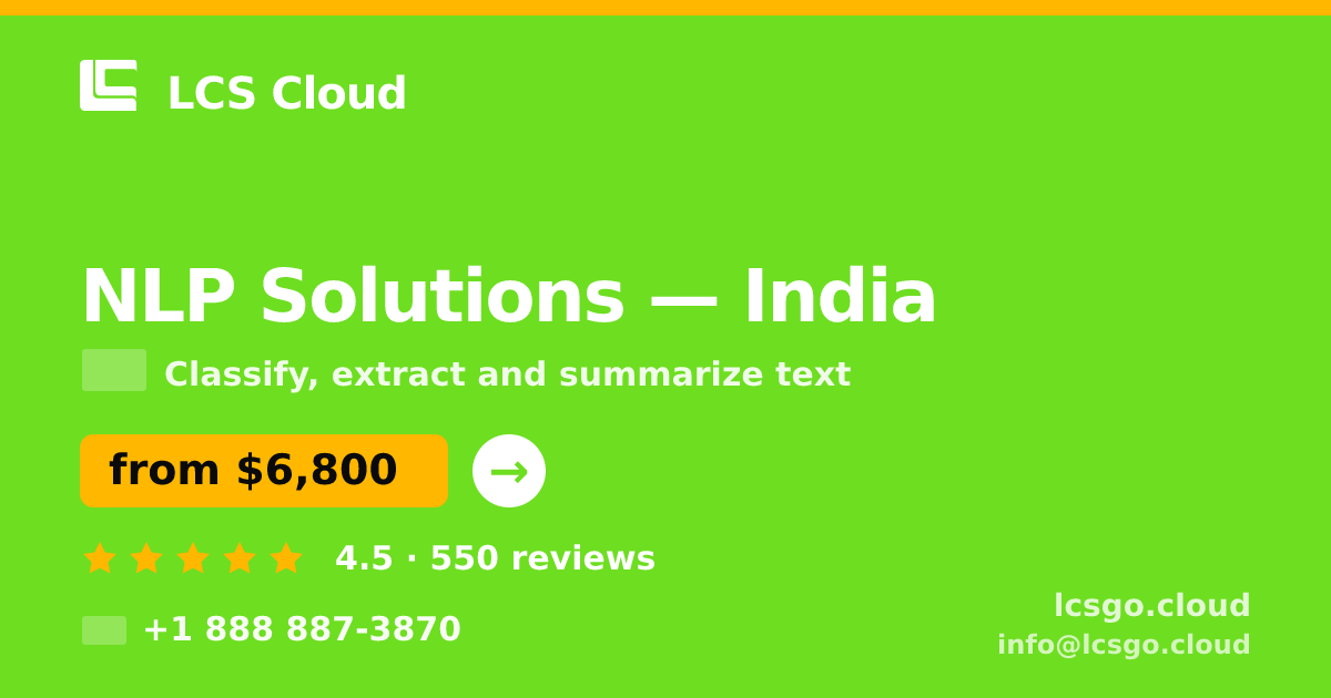 NLP Solutions in Bangalore — from $5,900, rated 4.6/5 by 2932 clients. LCS Cloud.
