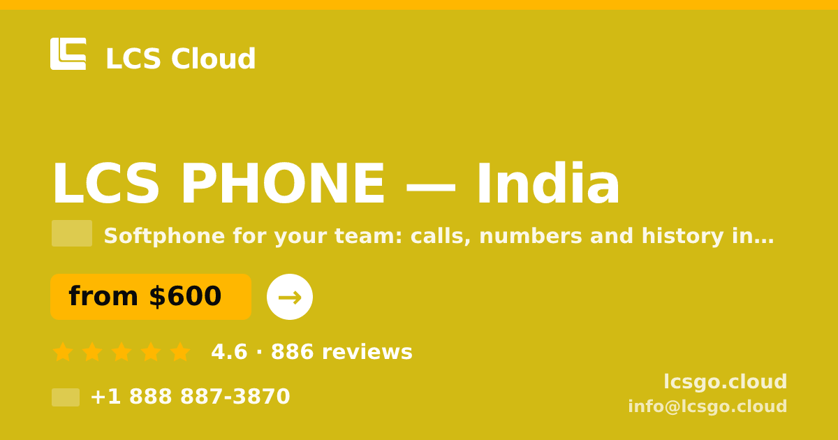 LCS PHONE in India — from $600/mo, rated 4.6/5 by 886 clients. LCS Cloud.