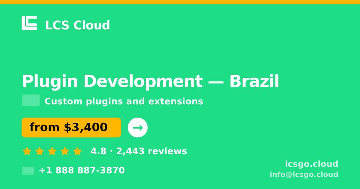 Plugin Development in Brazil — from $3,400, rated 4.8/5 by 2443 clients. LCS Cloud.