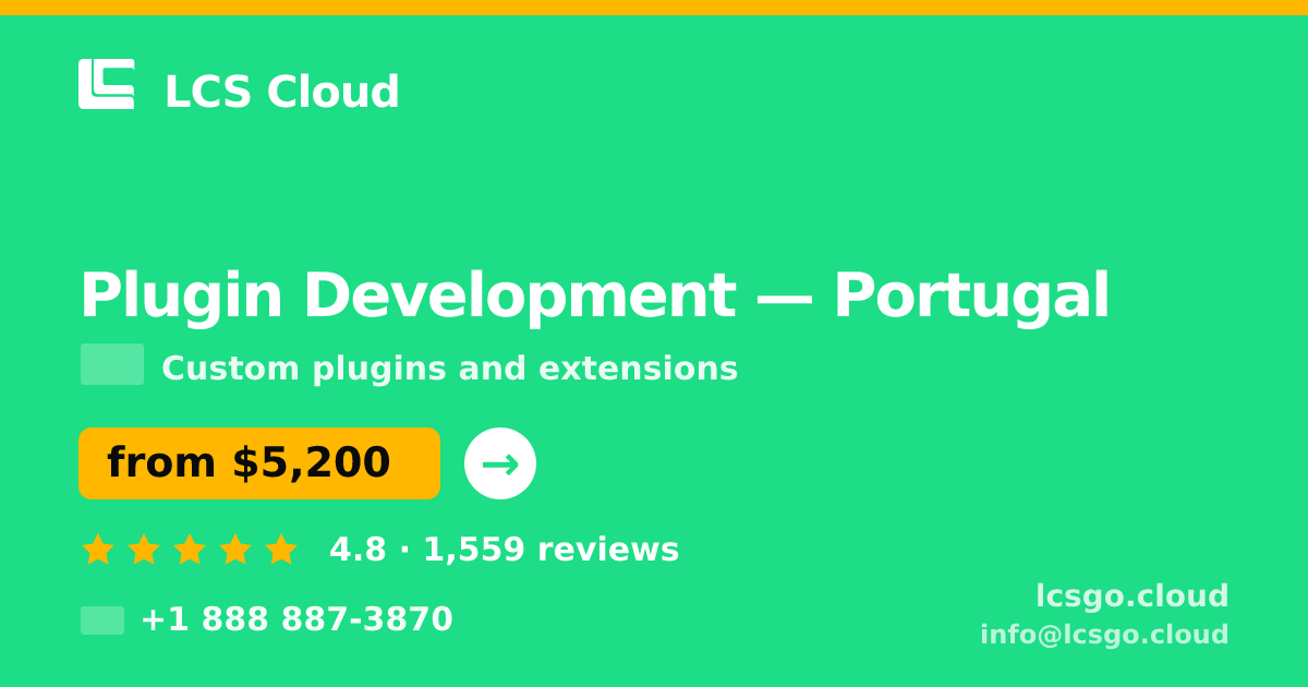 Plugin Development in Portugal — from $5,200, rated 4.8/5 by 1559 clients. LCS Cloud.