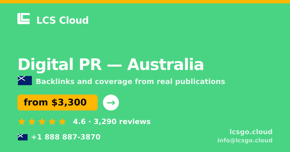 Digital PR in Perth — from $2,800/mo, rated 5/5 by 2205 clients. LCS Cloud.