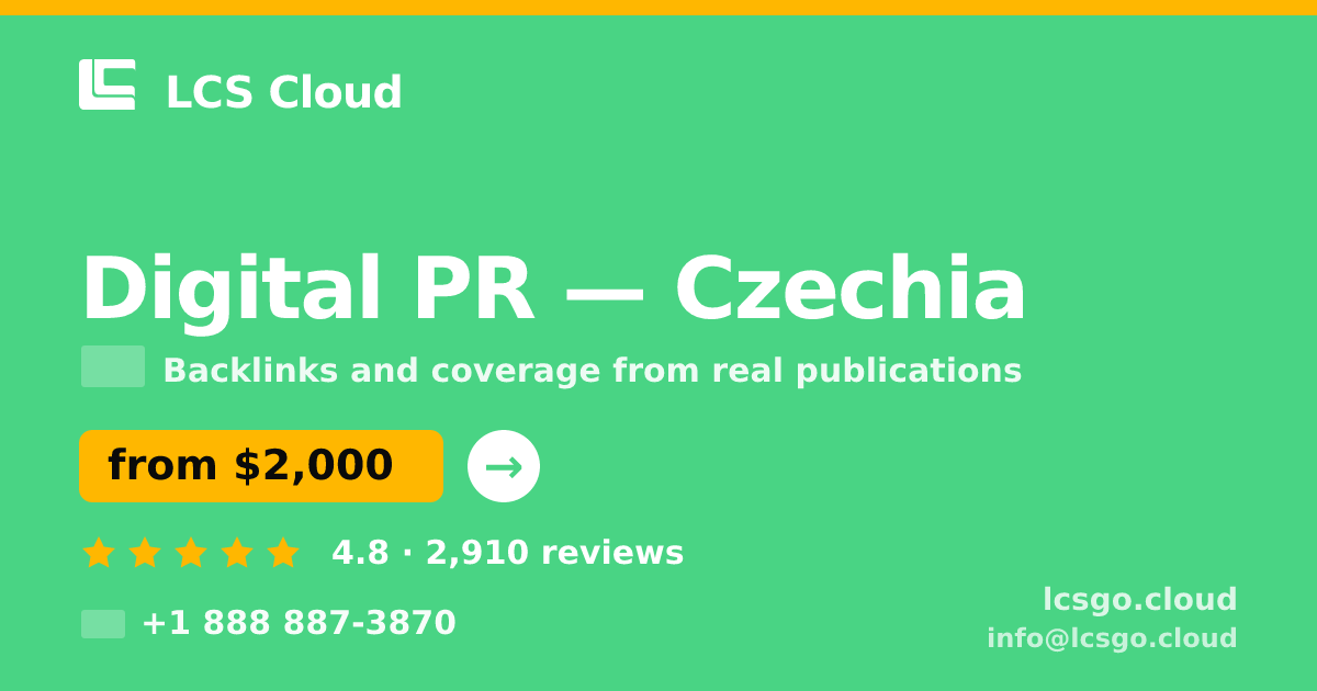Digital PR in Czechia — from $2,000/mo, rated 4.8/5 by 2910 clients. LCS Cloud.