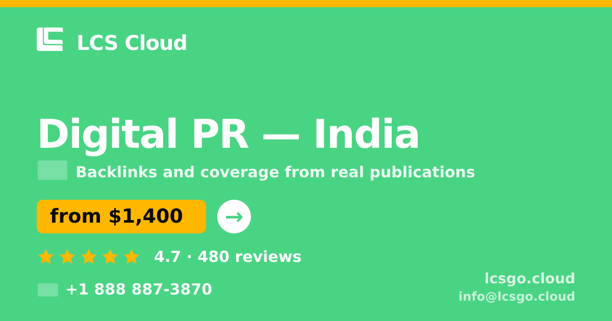 Digital PR in Hyderabad — from $1,100/mo, rated 4.9/5 by 780 clients. LCS Cloud.