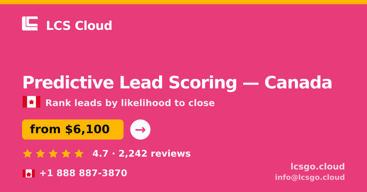 Predictive Lead Scoring in Montreal — from $5,200, rated 4.5/5 by 2944 clients. LCS Cloud.