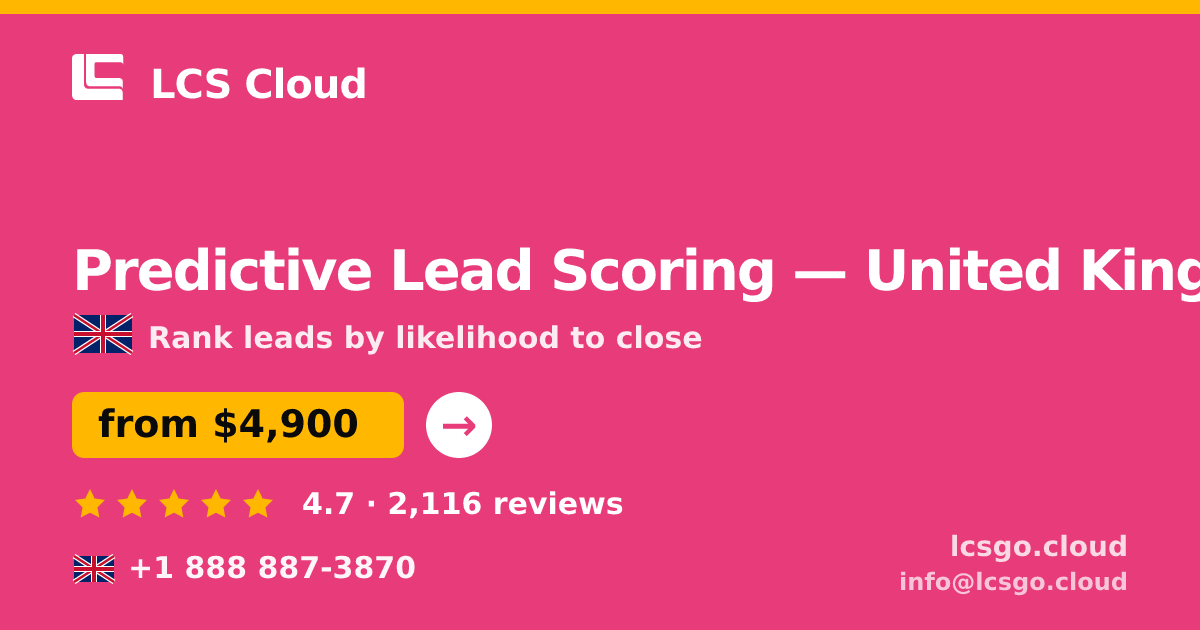 Predictive Lead Scoring in Glasgow — from $6,100, rated 4.9/5 by 843 clients. LCS Cloud.