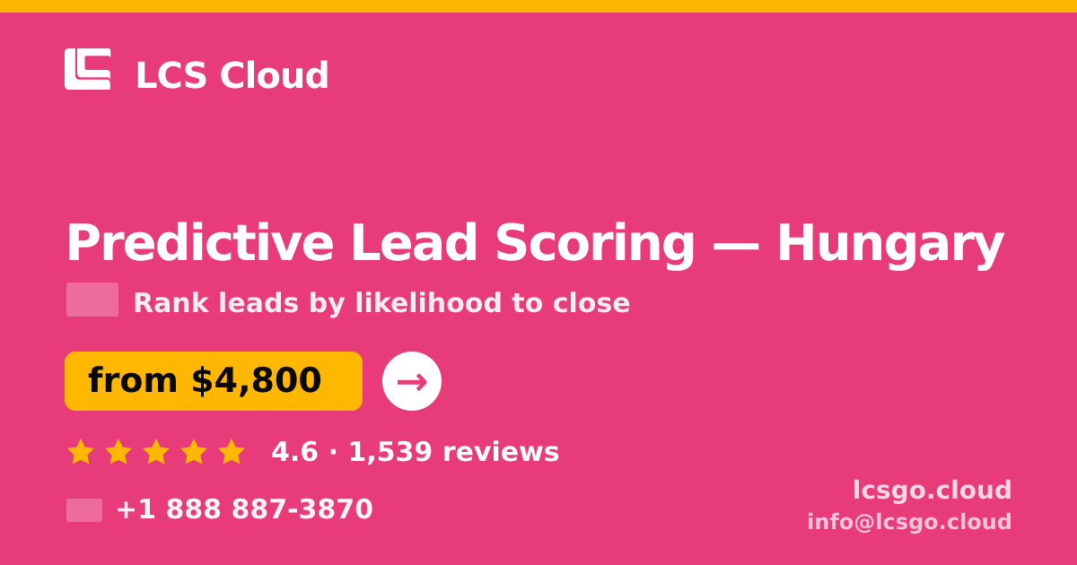 Predictive Lead Scoring in Hungary — from $4,800, rated 4.6/5 by 1539 clients. LCS Cloud.
