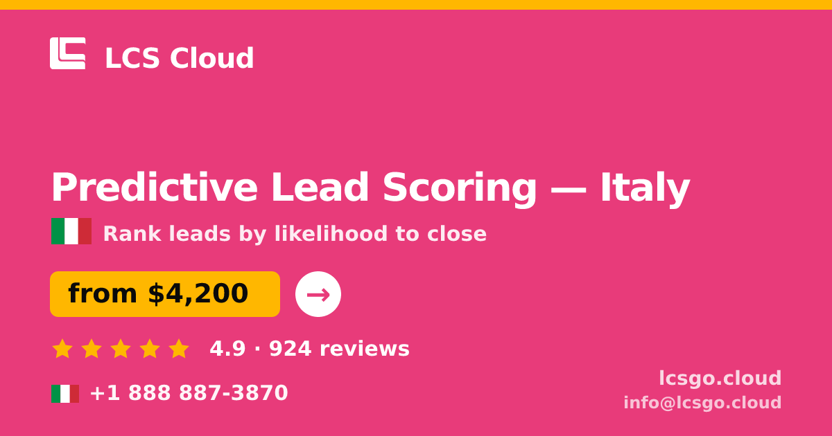 Predictive Lead Scoring in Rome — from $5,100, rated 4.8/5 by 3288 clients. LCS Cloud.