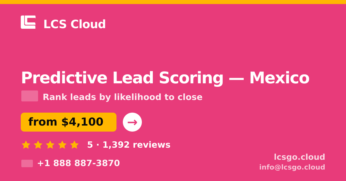 Predictive Lead Scoring in Mexico — from $4,100, rated 5/5 by 1392 clients. LCS Cloud.