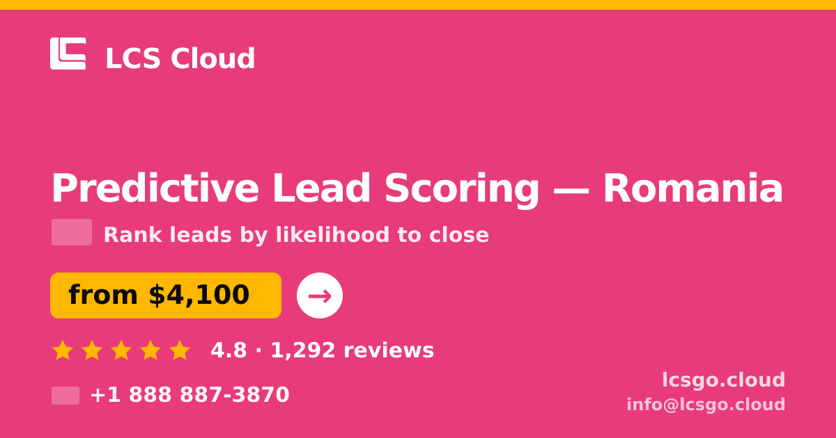 Predictive Lead Scoring in Romania — from $4,100, rated 4.8/5 by 1292 clients. LCS Cloud.