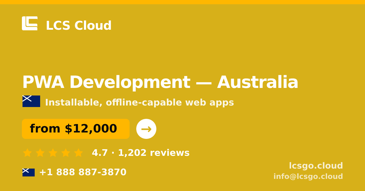 PWA Development in Perth — from $15,000, rated 4.9/5 by 2594 clients. LCS Cloud.