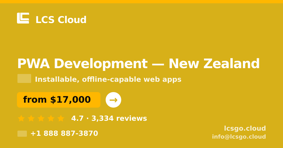 PWA Development in Christchurch — from $12,500, rated 4.6/5 by 1015 clients. LCS Cloud.