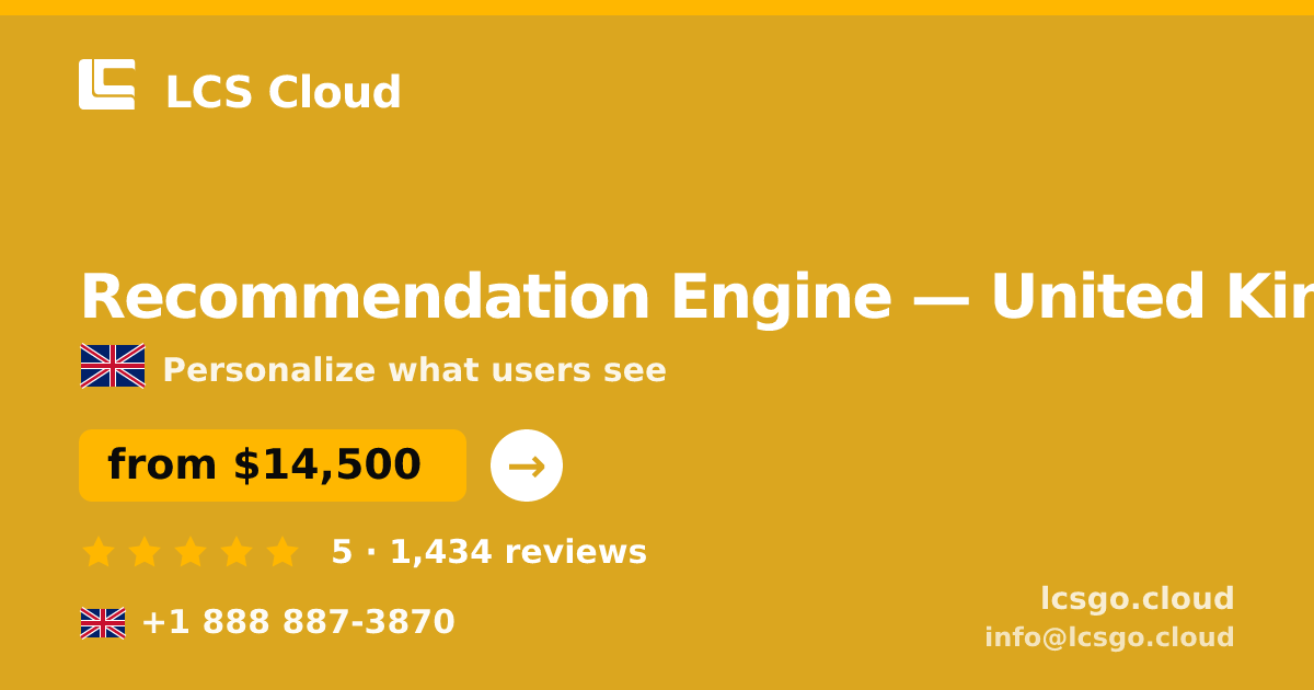 Recommendation Engine in United Kingdom — from $14,500, rated 5/5 by 1434 clients. LCS Cloud.