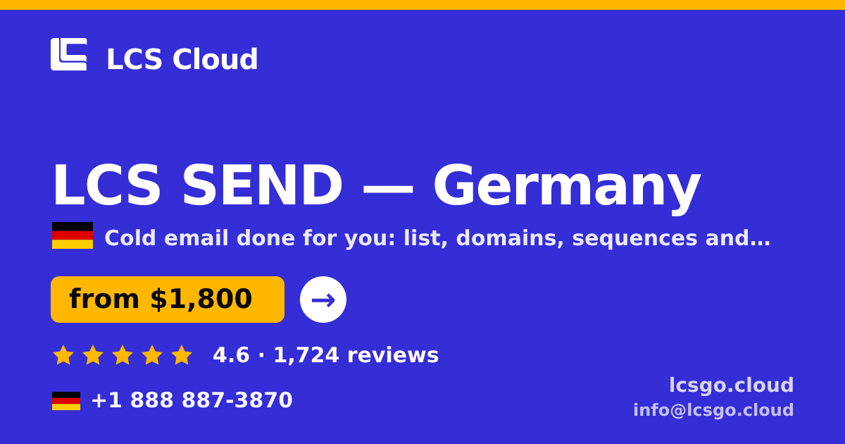 LCS SEND in Germany — from $1,800/mo, rated 4.6/5 by 1724 clients. LCS Cloud.