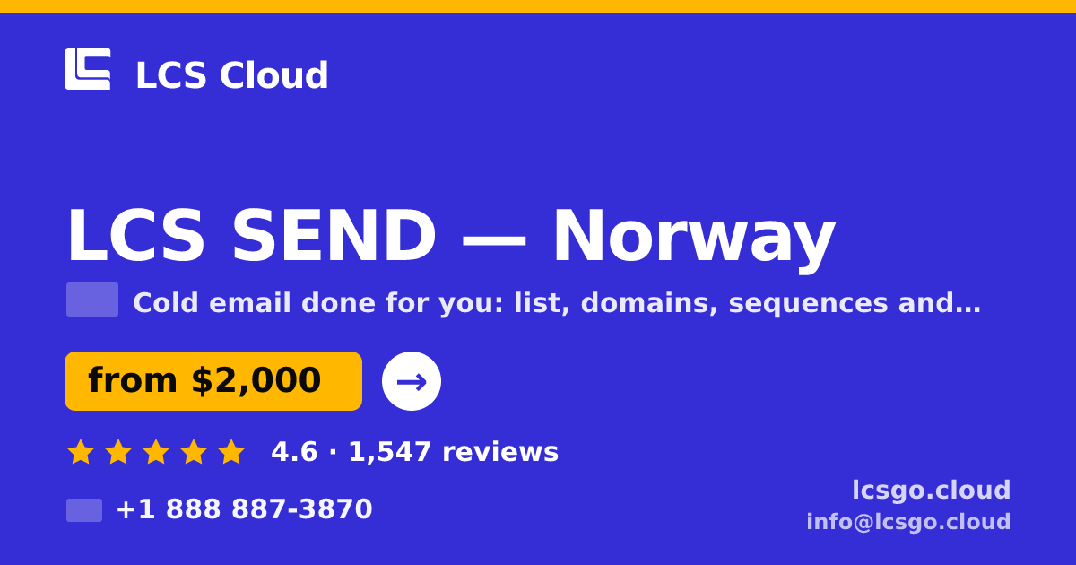 LCS SEND in Norway — from $2,000/mo, rated 4.6/5 by 1547 clients. LCS Cloud.