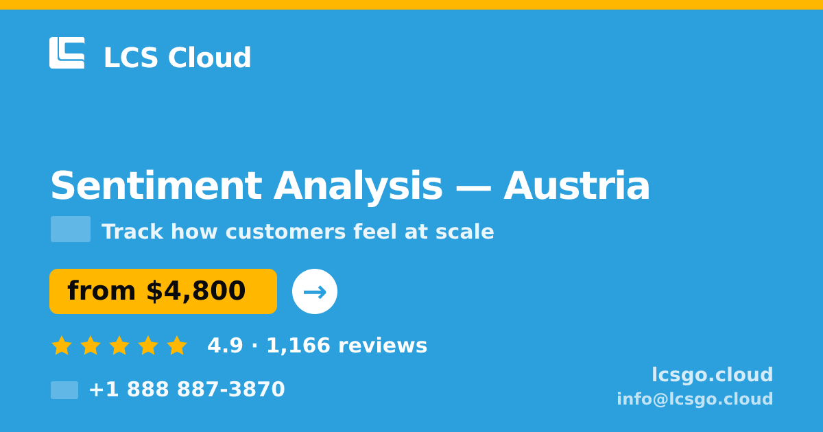 Sentiment Analysis in Austria — from $4,800, rated 4.9/5 by 1166 clients. LCS Cloud.