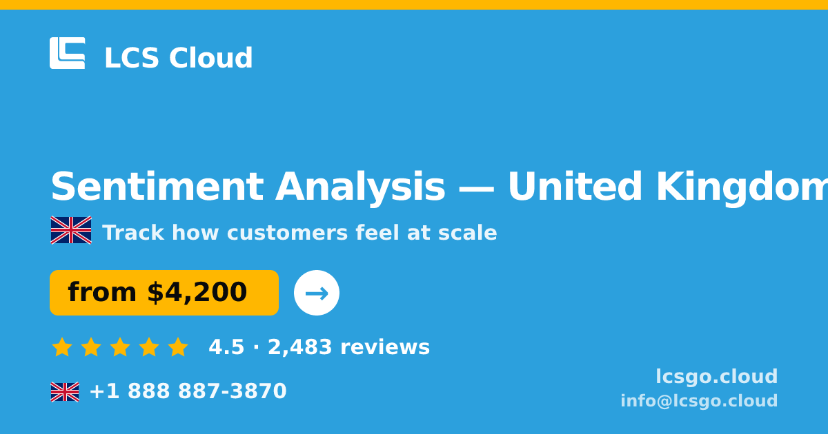 Sentiment Analysis in Edinburgh — from $5,200, rated 4.6/5 by 908 clients. LCS Cloud.