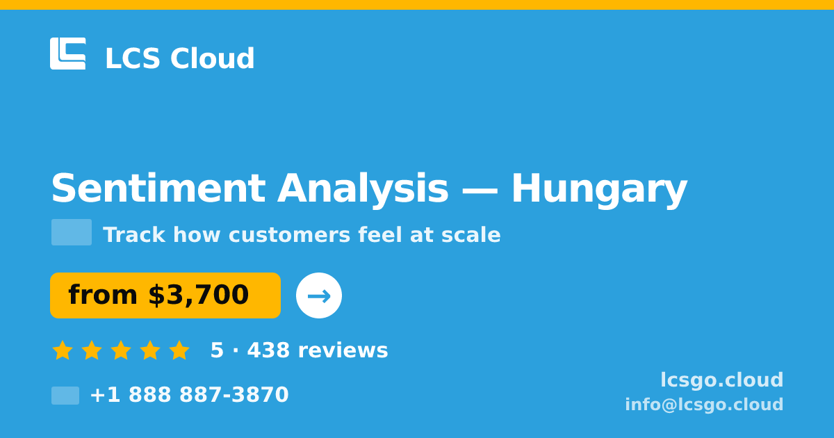 Sentiment Analysis in Hungary — from $3,700, rated 5/5 by 438 clients. LCS Cloud.