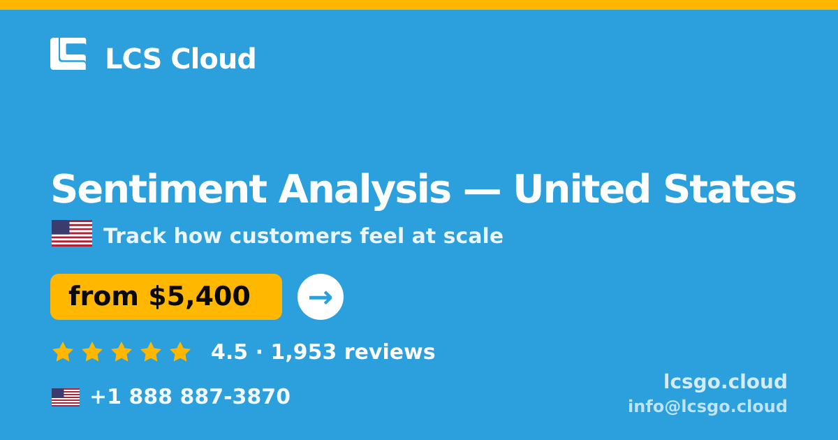 Sentiment Analysis in Houston — from $3,700, rated 4.8/5 by 943 clients. LCS Cloud.