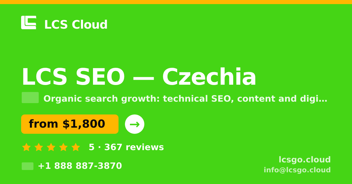 LCS SEO in Czechia — from $1,800/mo, rated 5/5 by 367 clients. LCS Cloud.